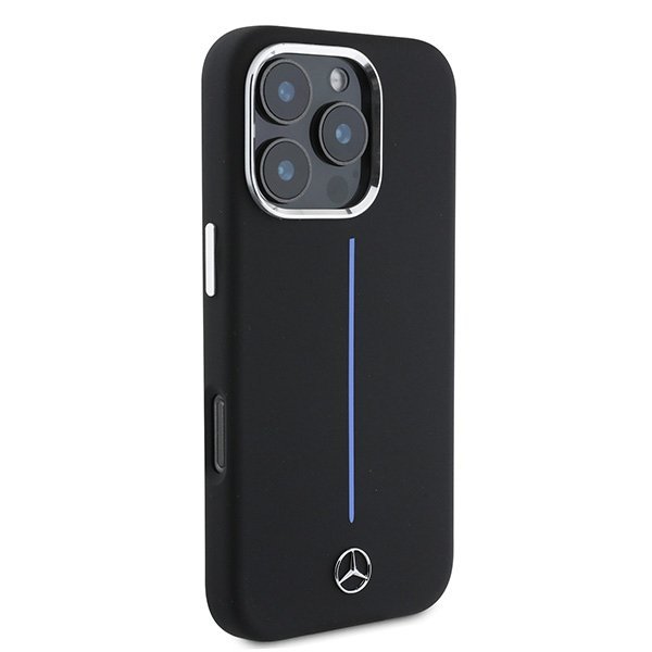Mercedes MEHMP16X23SUMBK iPhone 16Pro Max 6.9&quot; czarny/black hardcase Silicone Blue Stripe MagSafe