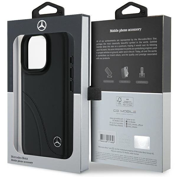 Mercedes MEHCP16L23RBCSK iPhone 16 Pro6.3&quot; czarny/black hardcase MB Curved Stitches Leather