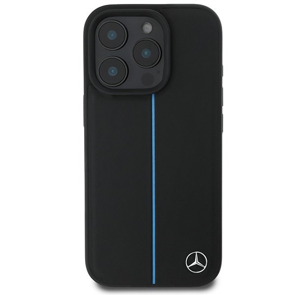 Mercedes MEHMP16L23RURBK iPhone 16 Pro 6.3&quot; czarny/black hardcase MB Blue Line Leather MagSafe