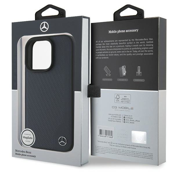 Mercedes MEHMP16X23RBGVV iPhone 16 Pro Max 6.9&quot; granatowy/navy hardcase MB Wood Imitation Leather MagSafe