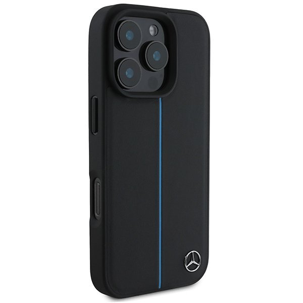 Mercedes MEHMP16X23RURBK iPhone16 Pro Max 6.9&quot; czarny/black hardcase MB Blue Line Leather MagSafe
