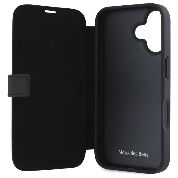 Mercedes MEBKP16S23RBGVK iPhone 16 6.1&quot;  czarny/black bookcase Leather Wood Imitation