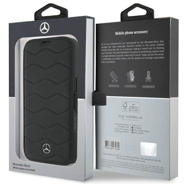 Mercedes MEBKP16X23RWRSK iPhone 16 Pro   Max 6.9&quot; czarny/black bookcase MB Waves Leather