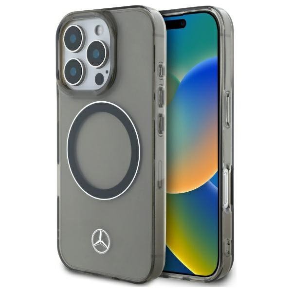 Mercedes MEHMP16L23HUOSK iPhone 16 Pro   6.3&quot; czarny/black hardcase Silver Ring MagSafe