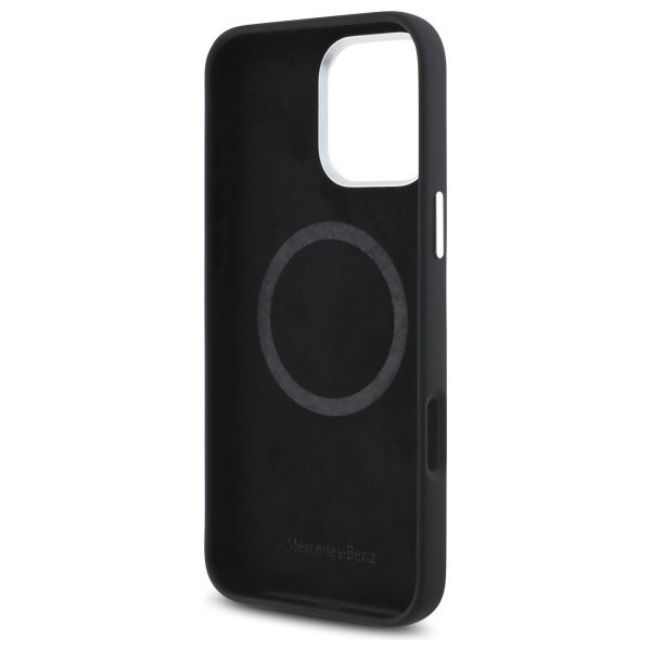 Mercedes MEHMP16X23SUGDK iPhone 16 Pro   Max 6.9&quot; czarny/black hardcase Silicone Tonal Logo Wood Pattern MagSafe