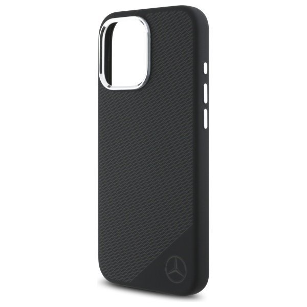 Mercedes MEHMP16L23SUGDK iPhone 16 Pro   6.3&quot; czarny/black hardcase Silicone Tonal Logo Wood Pattern MagSafe