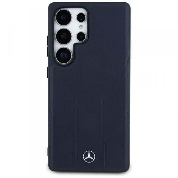 Etui Mercedes Leather Debossed Lines     MagSafe do Samsung Galaxy S25 Ultra niebieski