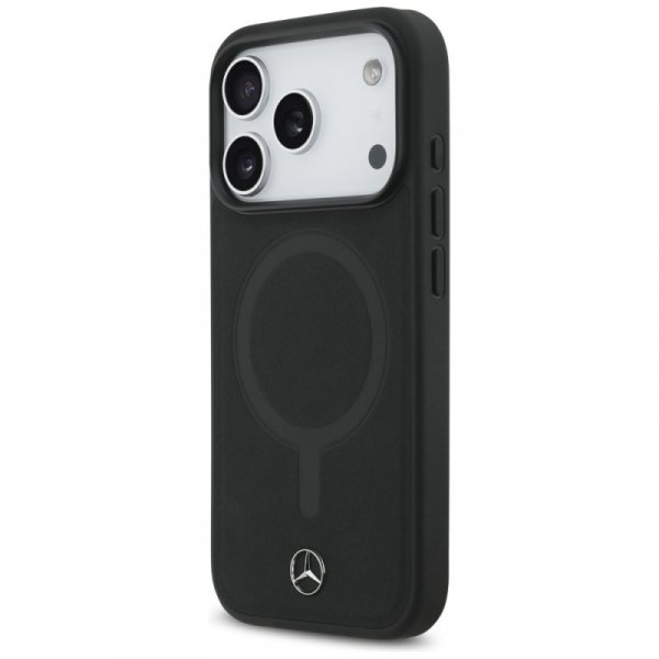 Etui Mercedes Plain Smooth Leather       MagSafe do iPhone 17 Pro czarny