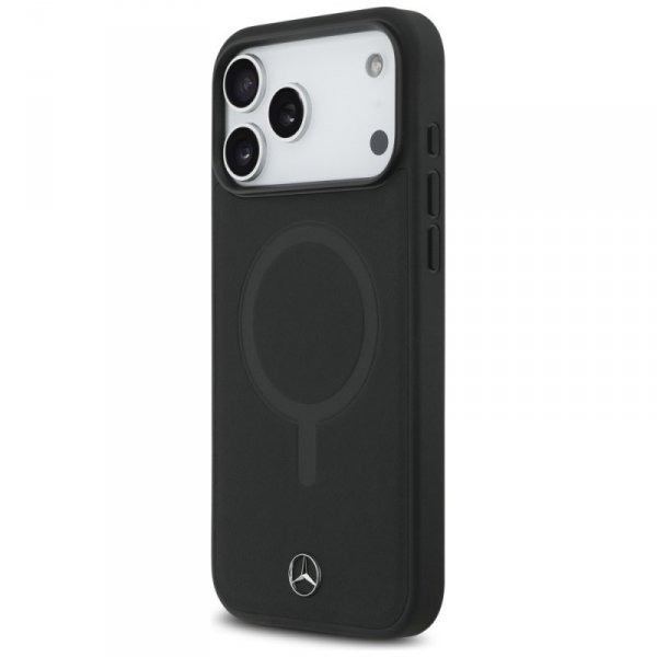 Etui Mercedes Plain Smooth Leather       MagSafe do iPhone 17 Pro Max czarny