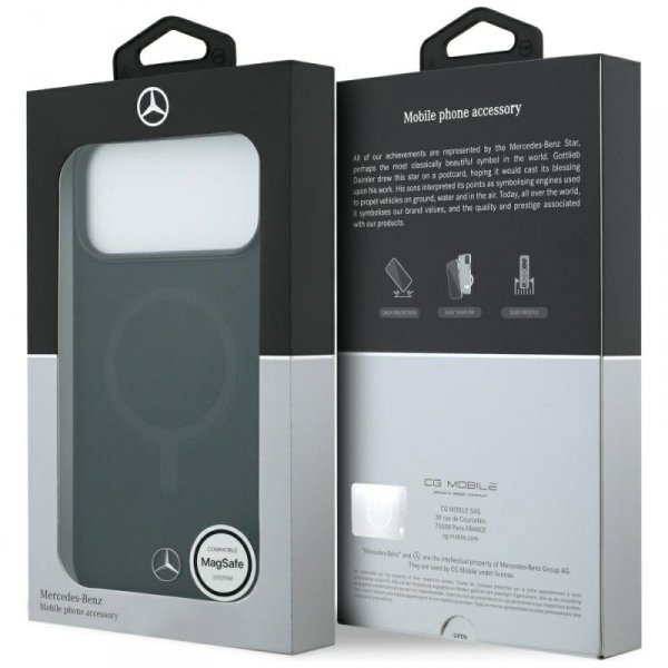 Etui Mercedes Plain Smooth Leather       MagSafe do iPhone 17 Pro Max czarny