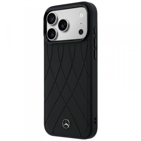 Etui Mercedes Leather with Crossed Lines MagSafe do iPhone 17 Pro czarny