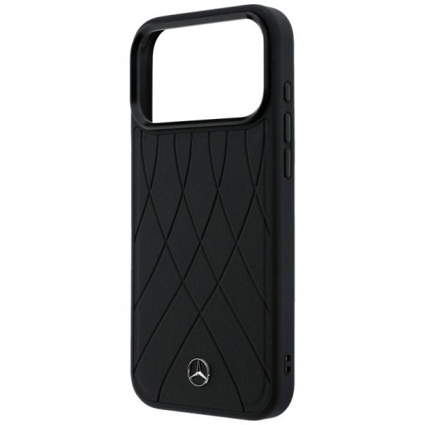 Etui Mercedes Leather with Crossed Lines MagSafe do iPhone 17 Pro czarny