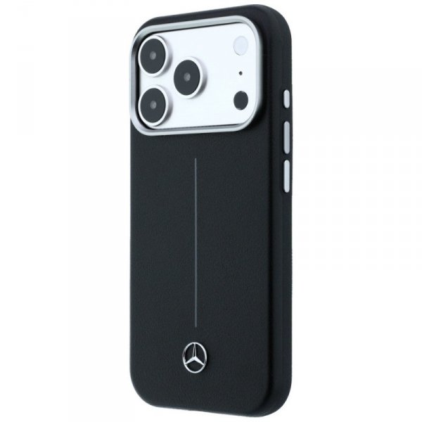 Etui Mercedes Leather Semi Wrap Iconic   Line MagSafe do iPhone 17 Pro czarny