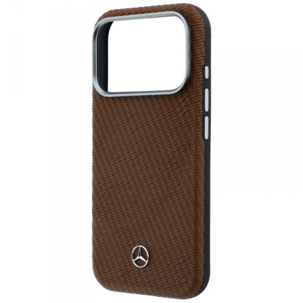 Etui Mercedes Leather Semi Wrap Wood     Effect MagSafe do iPhone 17 Pro Max camel