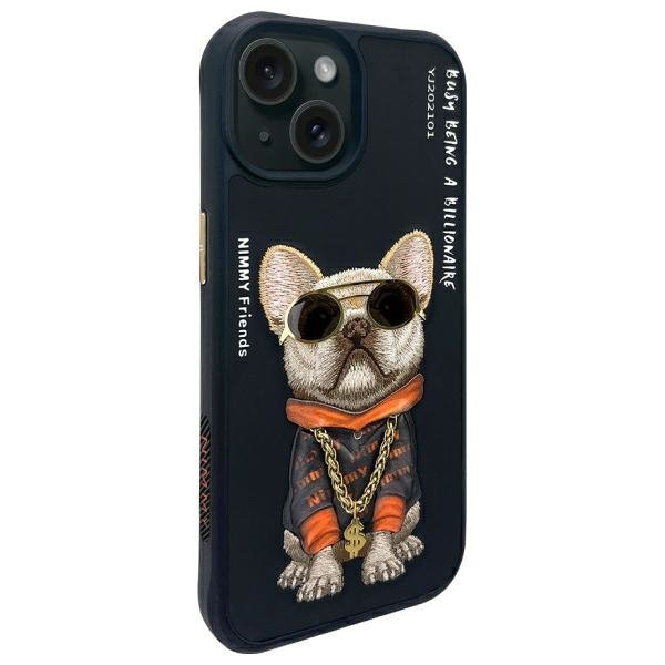 Nimmy etui iPhone 15 6.1&quot; czarny/black   Glasses Cool Dog