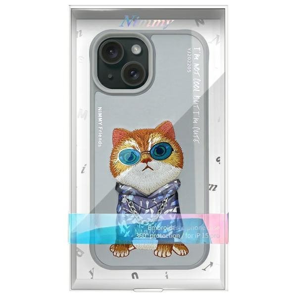 Nimmy etui iPhone 15 6.1&quot; szary/gray     Glasses Cool Cat