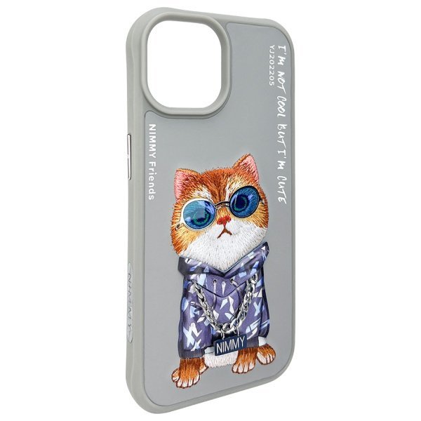 Nimmy etui iPhone 15 6.1&quot; szary/gray     Glasses Cool Cat