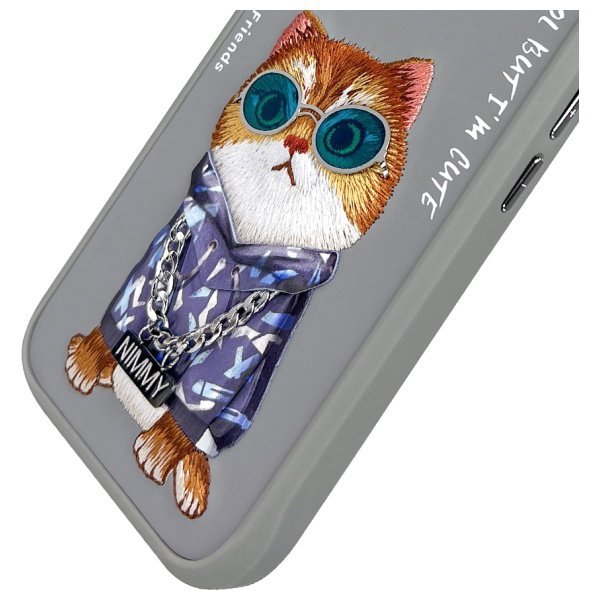 Nimmy etui iPhone 16 6.1&quot; szary/gray     Glasses Cool Cat