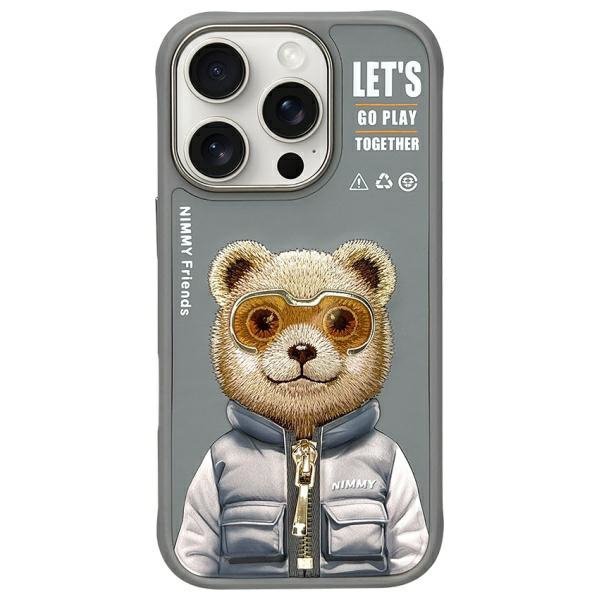 Nimmy etui iPhone 16 Pro Max 6.9&quot;        szary/gray Cool&Cute 2.0 Bear
