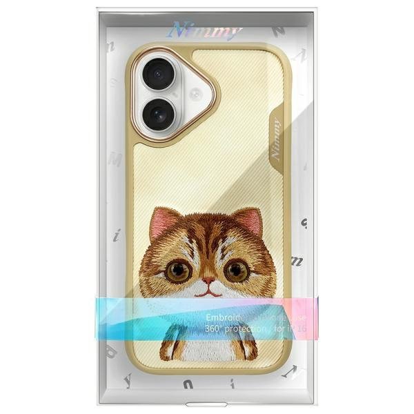 Nimmy etui iPhone 16 6.1&quot; khaki Big Eyed Pet 2.0 Cat