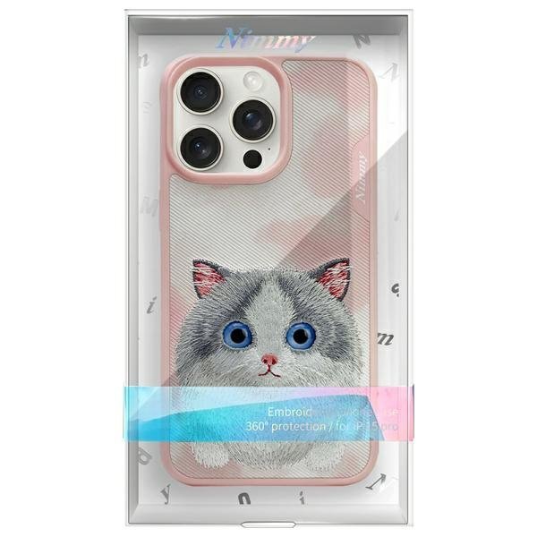 Nimmy etui iPhone 15 Pro Max 6.7         różowy/pink Big Eyed Pet 2.0 Cat