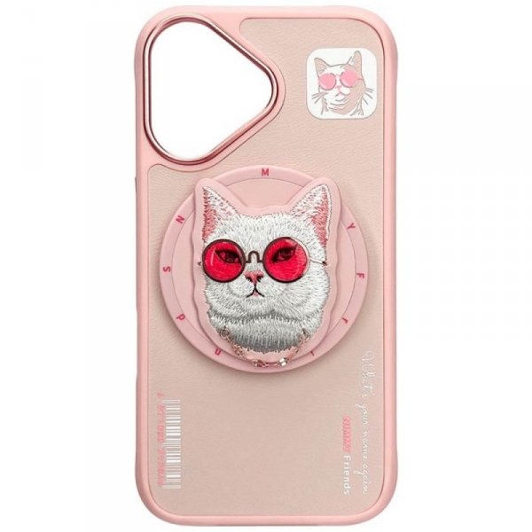 Etui Nimmy Glasses Cool Cat MagSafe do   iPhone 16 różowy