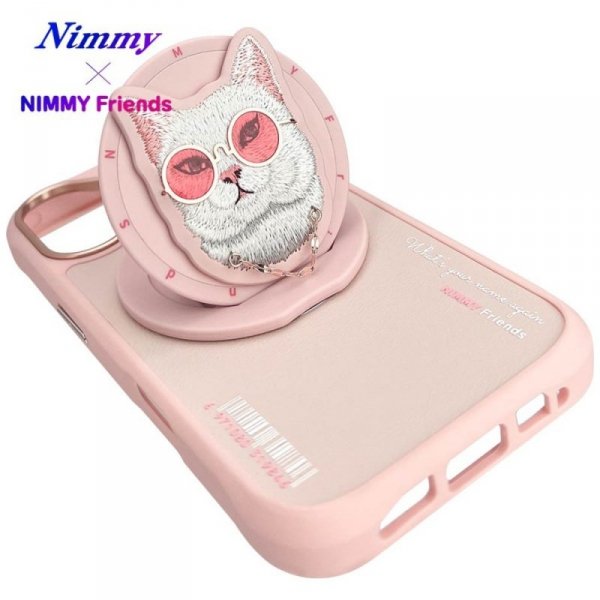 Etui Nimmy Glasses Cool Cat MagSafe do   iPhone 16 różowy