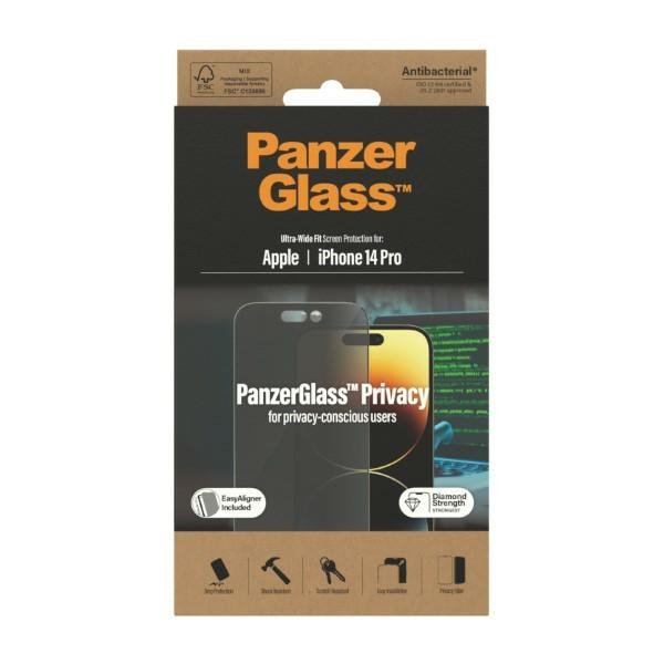 PanzerGlass Ultra-Wide Fit iPhone 14 Pro 6,1&quot; Privacy Screen Protection Antibacterial Easy Aligner Included P2784