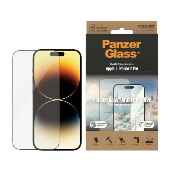 PanzerGlass Ultra-Wide Fit iPhone 14 Pro 6,1&quot; Screen Protection Anti-reflective Antibacterial Easy Aligner Included 2788