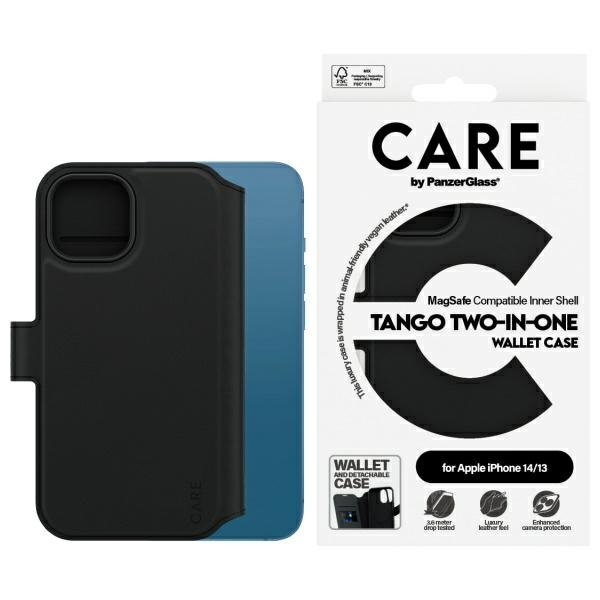 Etui CARE by PanzerGlass Feature Tango   2in1 Wallet iPhone 14 / 13 6.1&quot; MagSafe czarny/black 1160