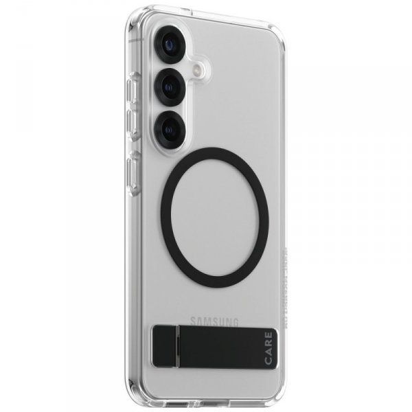 Etui CARE by PanzerGlass Feature Black   Kickstand & QI do Samsung Galaxy S25 przezroczysty
