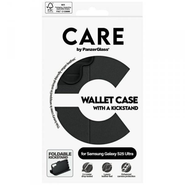 Etui CARE by PanzerGlass Feature Wallet  Kickstand do Samsung Galaxy S25 Ultra czarny