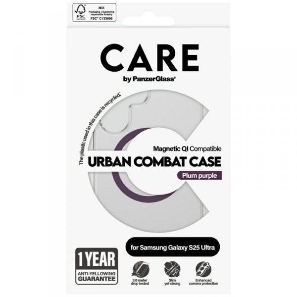 Etui CARE by PanzerGlass Flagship Urban  Combat Purple QI do Samsung Galaxy S25 Ultra przezroczysty