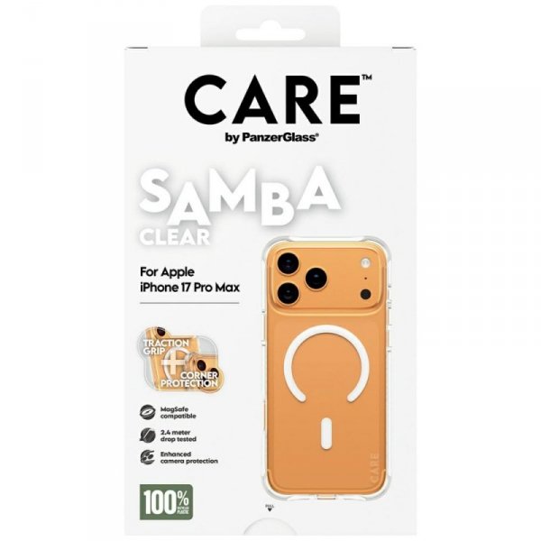 Etui CARE by PanzerGlass Fashionable     Samba w. White MagSafe do iPhone 17 Pro Max przezroczysty