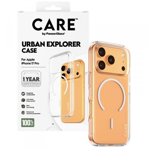 Etui CARE by PanzerGlass Flagship Urban  Explorer w. White MagSafe do iPhone 17 Pro przezroczysty