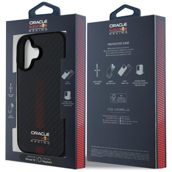 Red Bull RBHMP16S24CFGSMK iPhone 16 6.1&quot; hardcase czarny/black Carbon Fiber Power Bar MagSafe