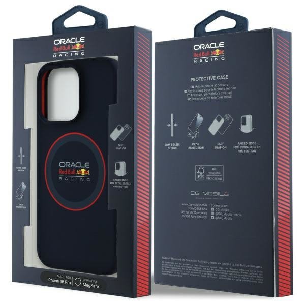 Red Bull RBHMP15L24SIILVR iPhone 15 Pro  6.1&quot; hardcase granatowy/navy Silicone Red Ring MagSafe