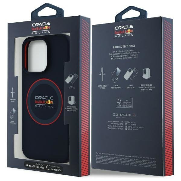 Red Bull RBHMP15X24SIILVR iPhone 15 Pro  Max 6.7&quot; hardcase granatowy/navy Silicone Red Ring MagSafe