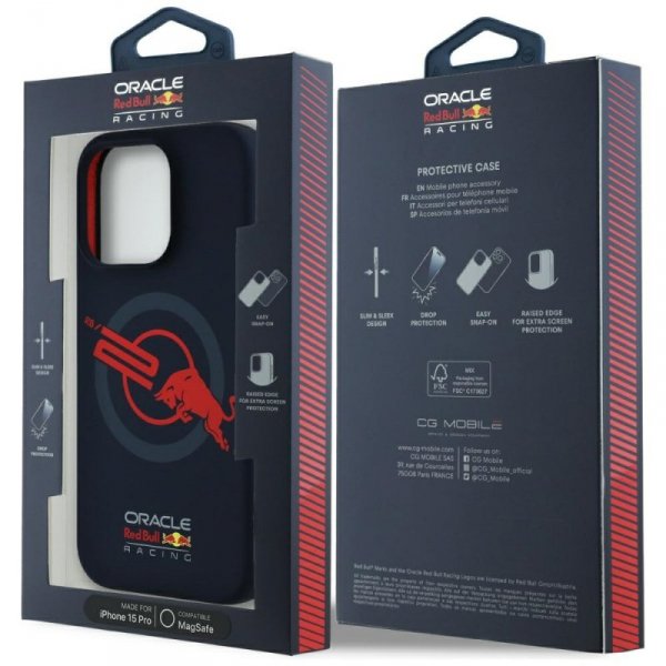 Etui Red Bull HC Silicone ORBR20 Logo    Red Lining do iPhone 15 Pro MagSafe granatowy