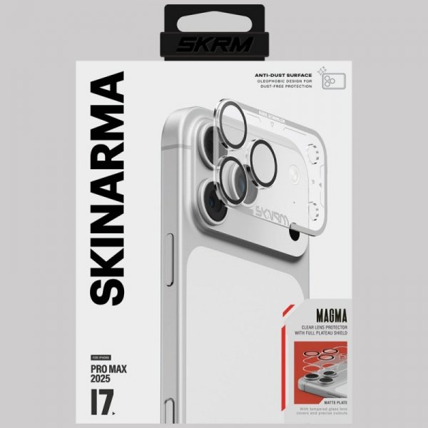 Szkło na obiektyw aparatu Skinarma Magma Full Matte do iPhone 17 Pro Max szary