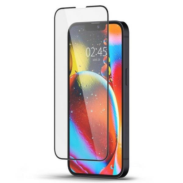 Spigen Glass FC iPhone 16e/13/13 Pro/14  szkło hartowane czarna ramka AGL03392