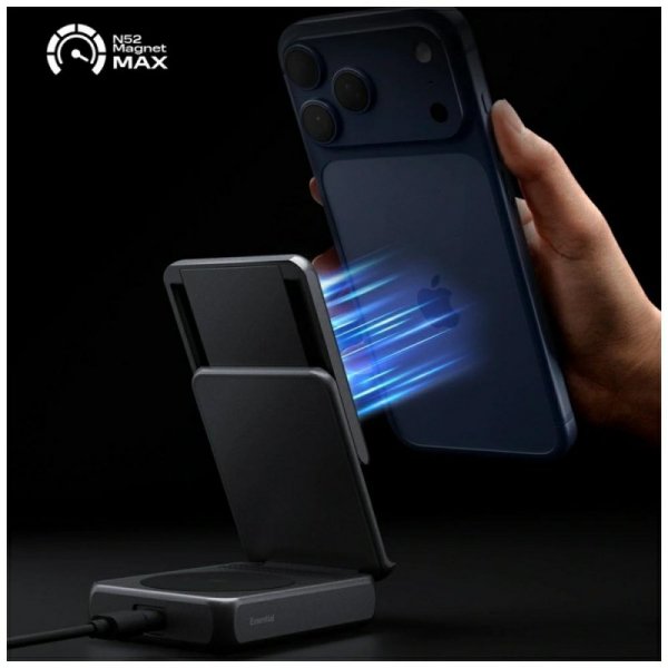 Ładowarka indukcyjna 2w1 Spigen          Essential Qi2.2 25W MagSafe czarny