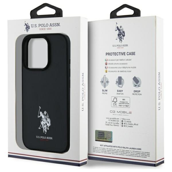 US Polo USHCP15XPGEK iPhone 15 Pro Max   6,7&quot; czarny/black Leather Embroidered DH Color