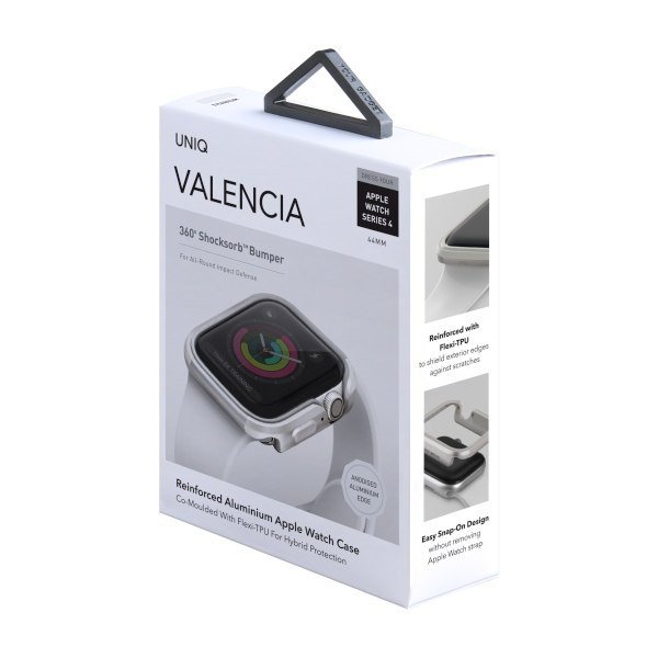 UNIQ etui Valencia Apple Watch Series4/5/6/SE 44mm. srebrny/titanium silver