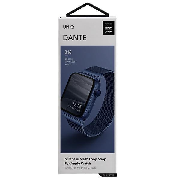 UNIQ pasek Dante Apple Watch Series 1/2/3/4/5/6/7/8/9/SE/SE2 38/40/41mm Stainless Steel niebieski/cobalt blue