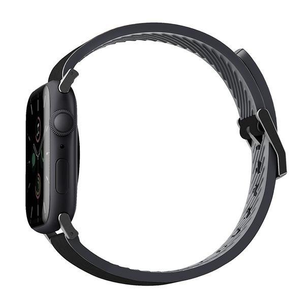 UNIQ pasek Straden Apple Watch Series    1/2/3/4/5/6/7/8/9/10/SE/SE2/Ultra/Ultra 2 42/44/45/49mm. Leather Hybrid Strap czarny/bl