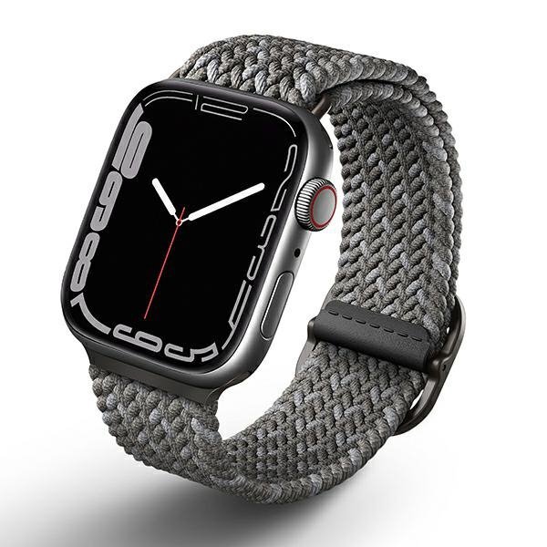 UNIQ pasek Aspen Apple Watch 44/42/45 mm Series 1/2/3/4/5/6/7/8/9/SE/SE2 Braided DE szary/pebble grey