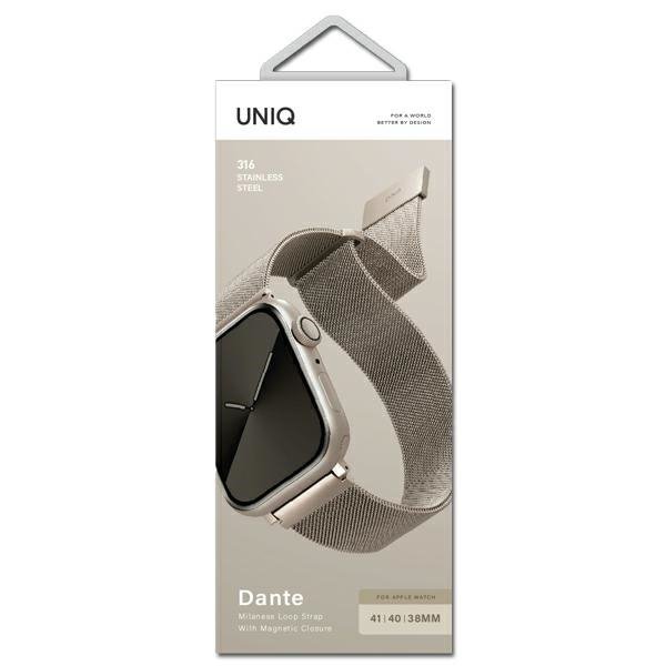 UNIQ pasek Dante Apple Watch Series 1/2/3/4/5/6/7/8/9/SE/SE2 38/40/41mm Stainless Steel starlight