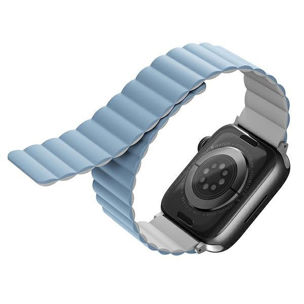 UNIQ pasek Revix Apple Watch Series1/2/3/4/5/6/7/8/9/SE/SE2/Ultra/Ultra 2 42/44/45/49mm. Reversible Magnetic biały-niebieski/whi