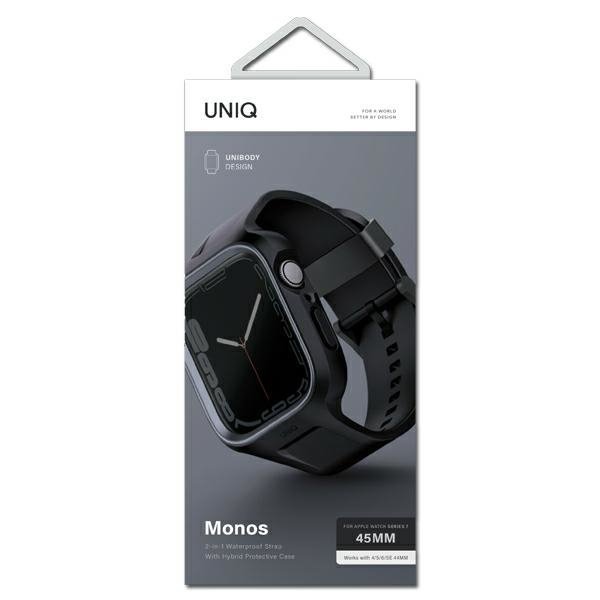 UNIQ pasek Monos 2in1 Apple Watch Strap+ Case Series 4/5/6/7/8/9/SE/SE2 44/45mm. czarny/midnight black